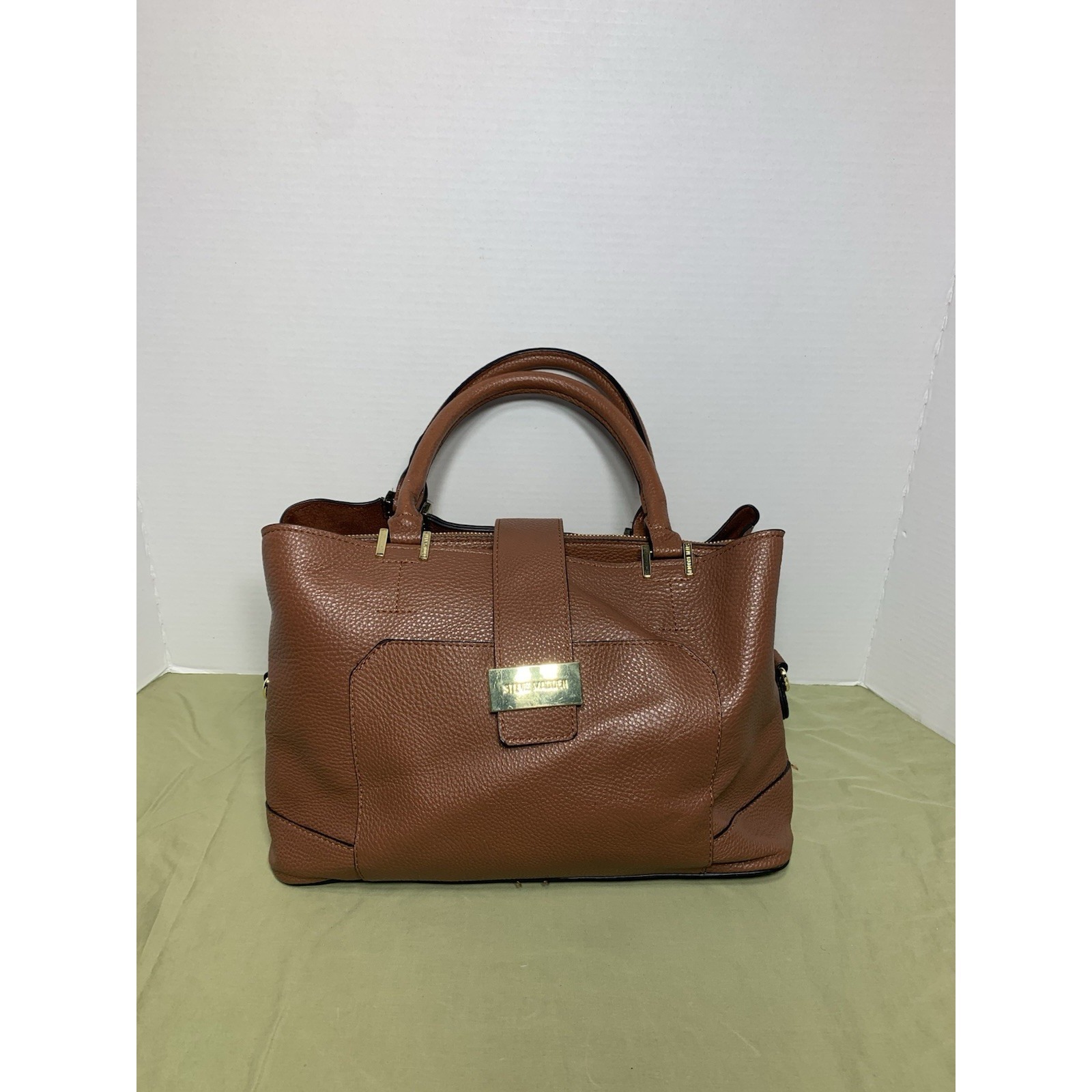 Steve Madden Women Tan Canvas Tote Bag With Card Holder